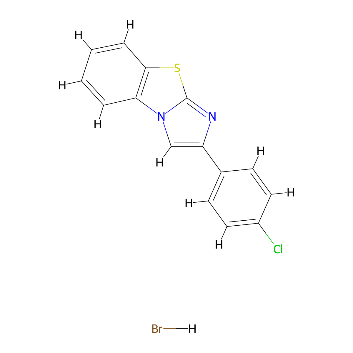 4-(4-Chlorophenyl)-7-thia-2,5-diazatricyclo[6.4.0.0^{2,6}]dodeca-1(8),3,5,9,11-pentaene hydrobromide molecular structure, CAS 37654-45-8