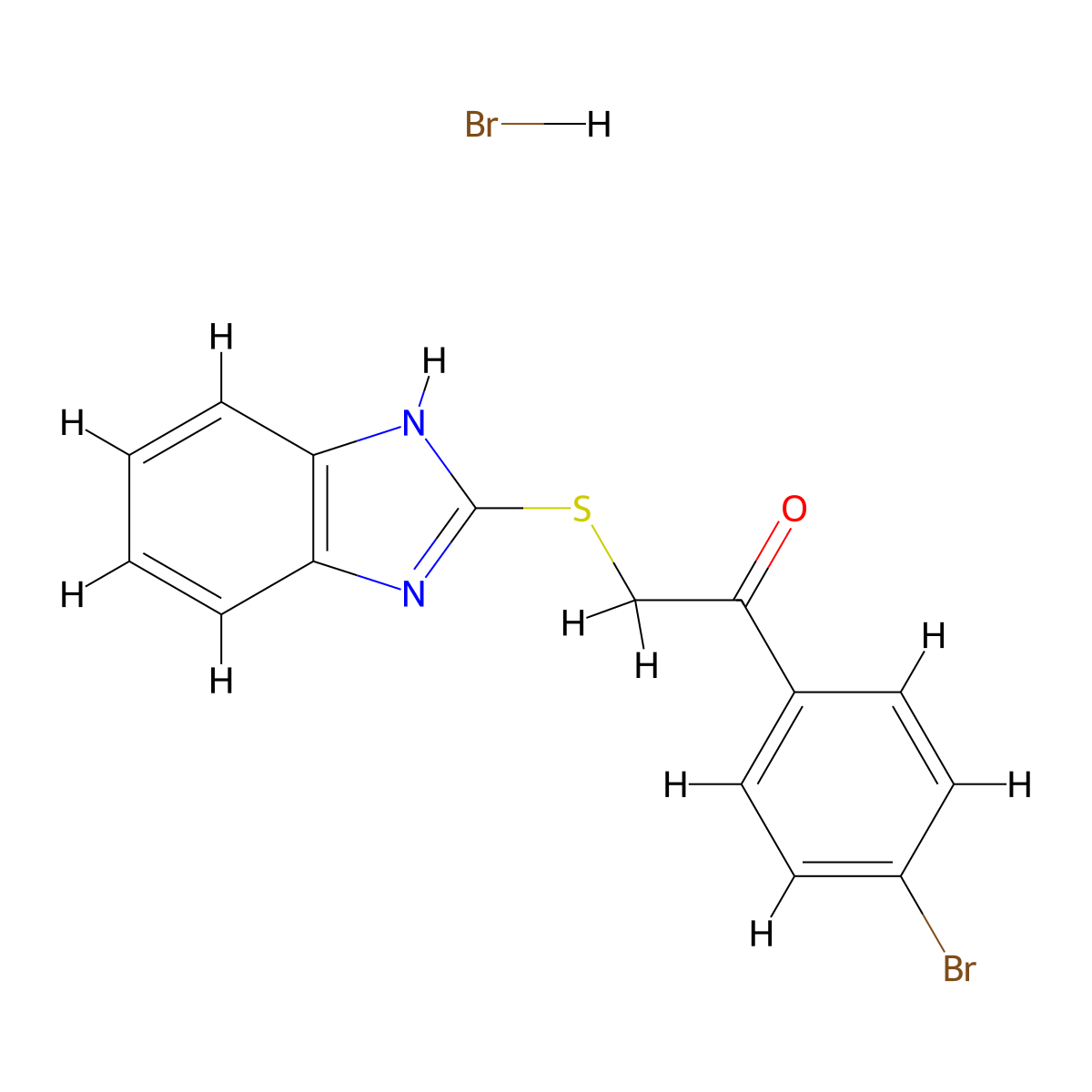 2-((1H-benzo[d]imidazol-2-yl)thio)-1-(4-bromophenyl)ethanone hydrobromide molecular structure, CAS 37654-62-9