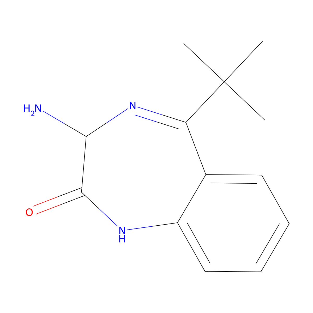 3-Amino-5-tert-butyl-1,3-dihydro-1,4-benzodiazepin-2-one molecular structure, CAS 376584-87-1