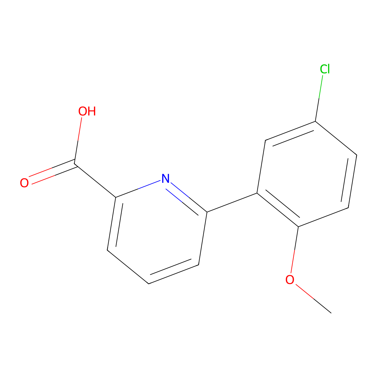 6-(5-Chloro-2-methoxyphenyl)picolinic acid molecular structure, CAS 376592-08-4