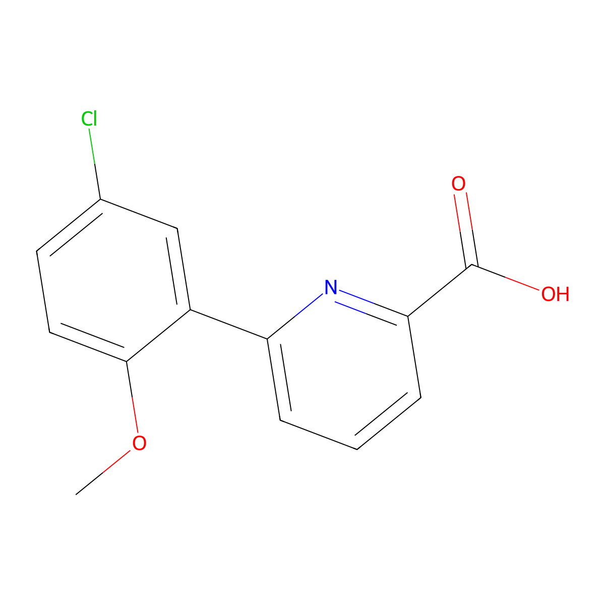 6-(5-Chloro-2-methoxyphenyl)picolinic acid molecular structure, CAS 376592-08-4