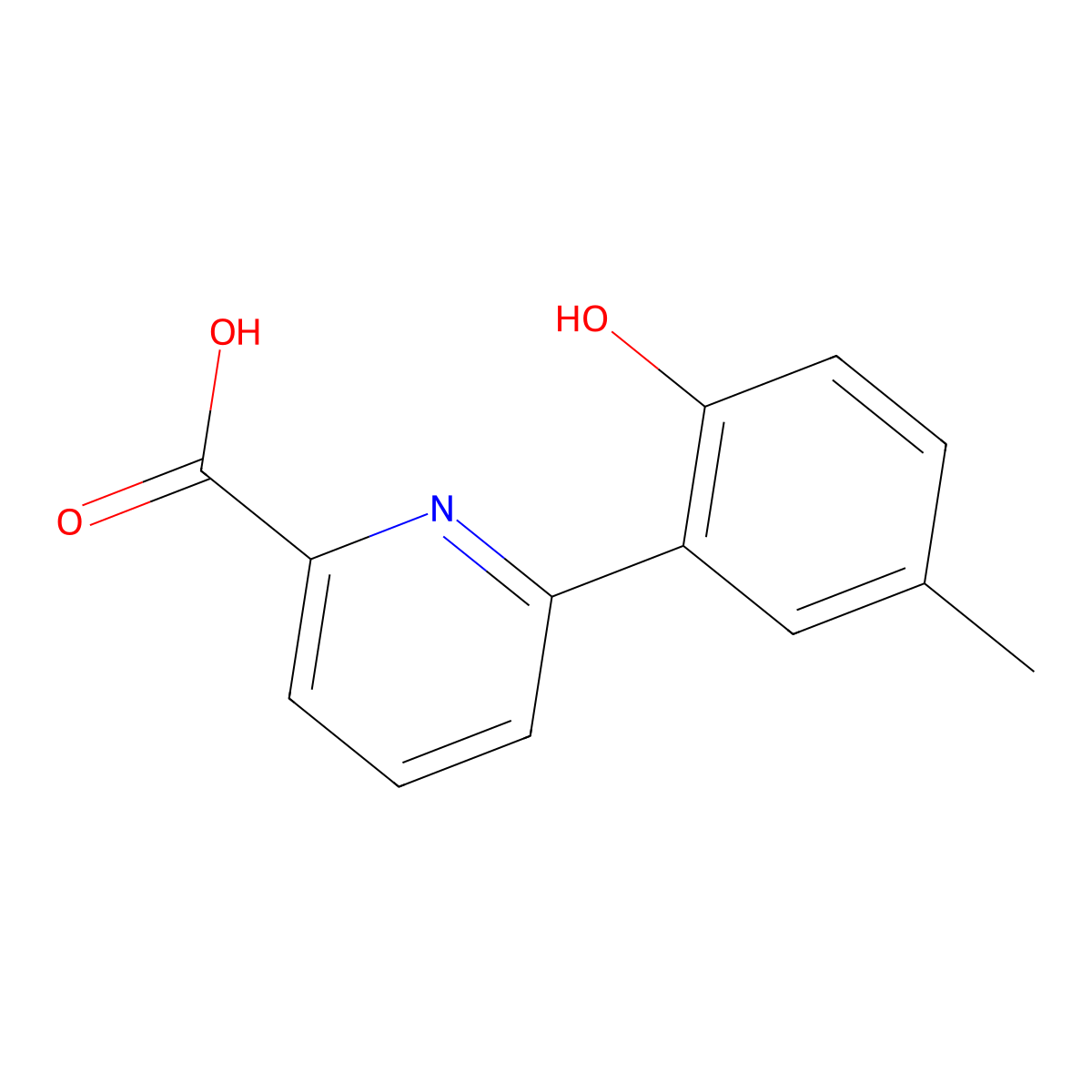 6-(2-Hydroxy-5-methylphenyl)-2-pyridinecarboxylic acid molecular structure, CAS 376592-26-6