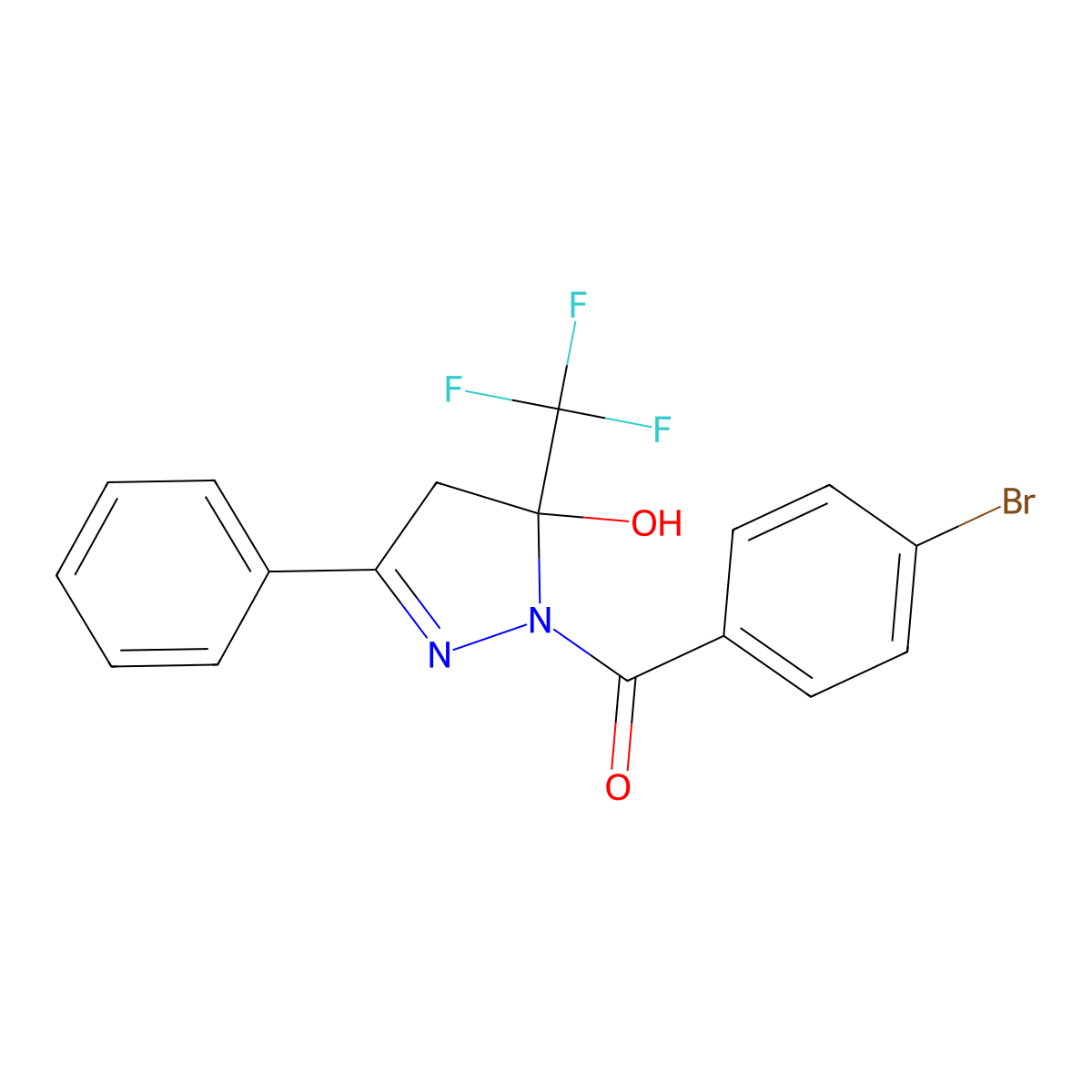 (4-bromophenyl)-[5-hydroxy-3-phenyl-5-(trifluoromethyl)-4H-pyrazol-1-yl]methanone molecular structure, CAS 376601-84-2