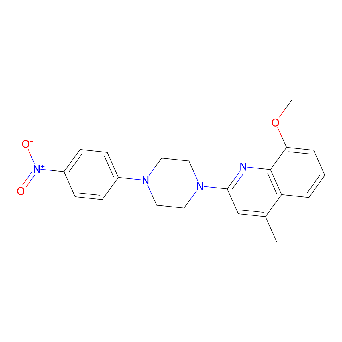 8-Methoxy-4-methyl-2-[4-(4-nitrophenyl)piperazin-1-yl]quinoline molecular structure, CAS 376601-91-1