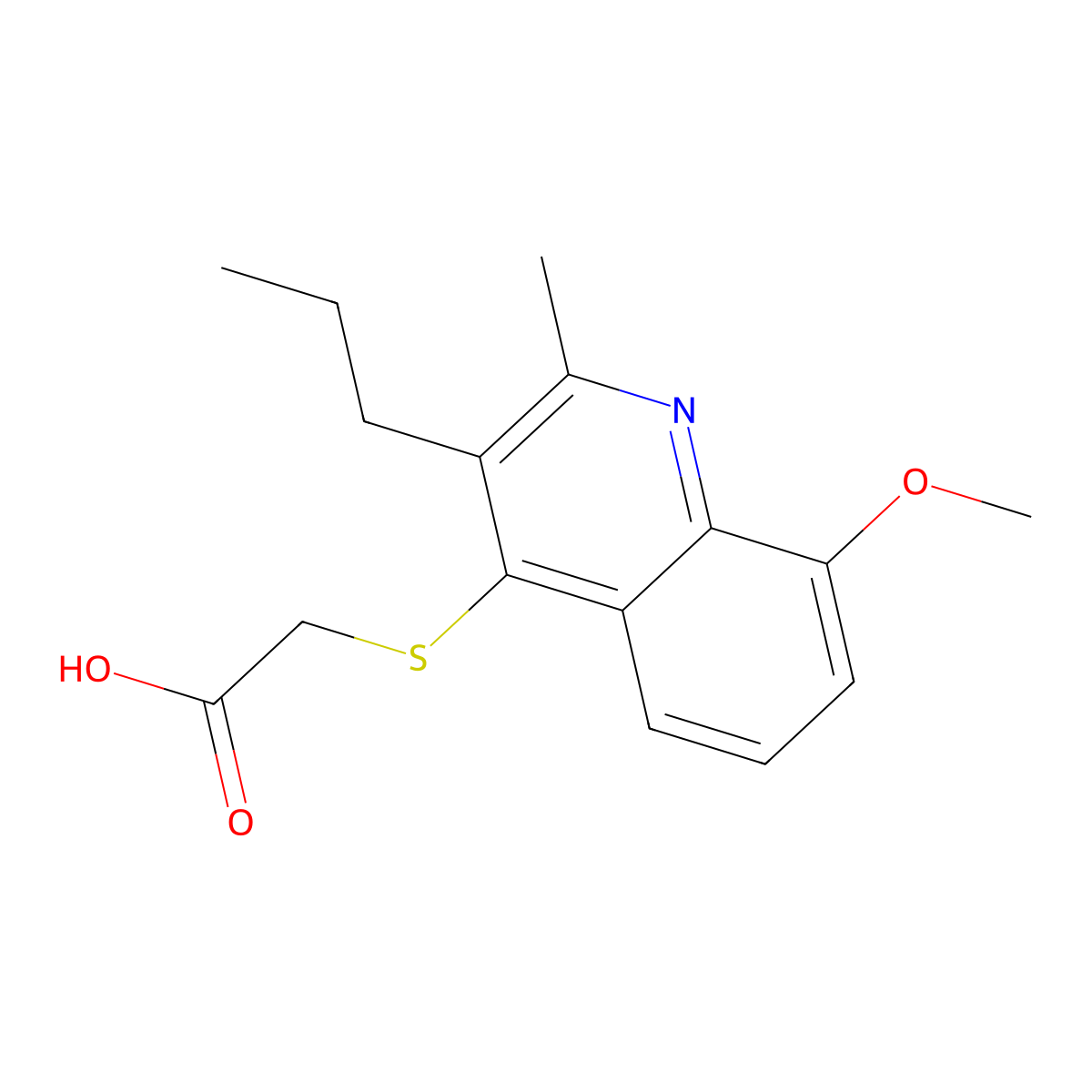 2-(8-Methoxy-2-methyl-3-propyl-4-quinolylthio)acetic acid molecular structure, CAS 376602-00-5