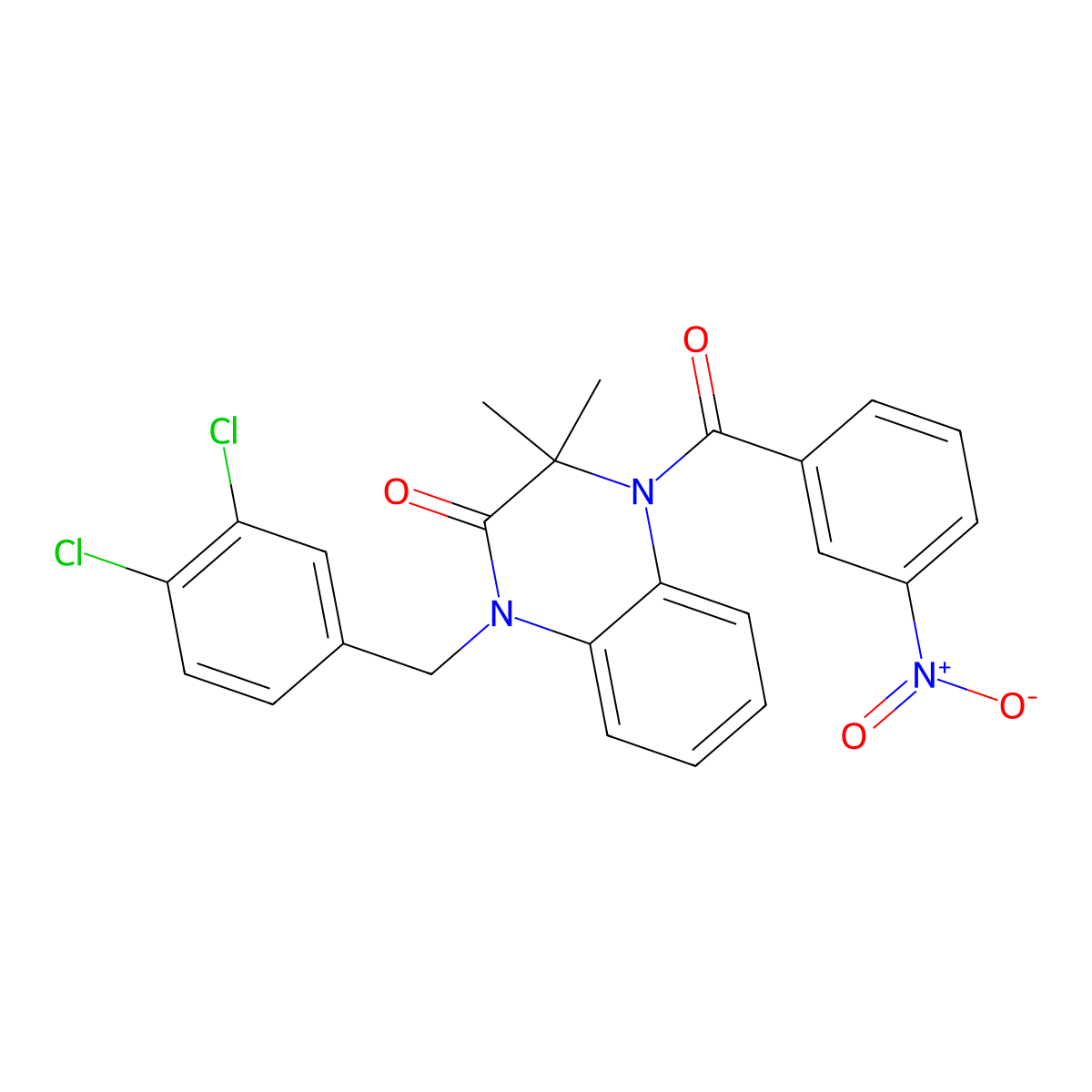 1-[(3,4-Dichlorophenyl)methyl]-3,3-dimethyl-4-(3-nitrobenzoyl)quinoxalin-2-one molecular structure, CAS 376602-11-8