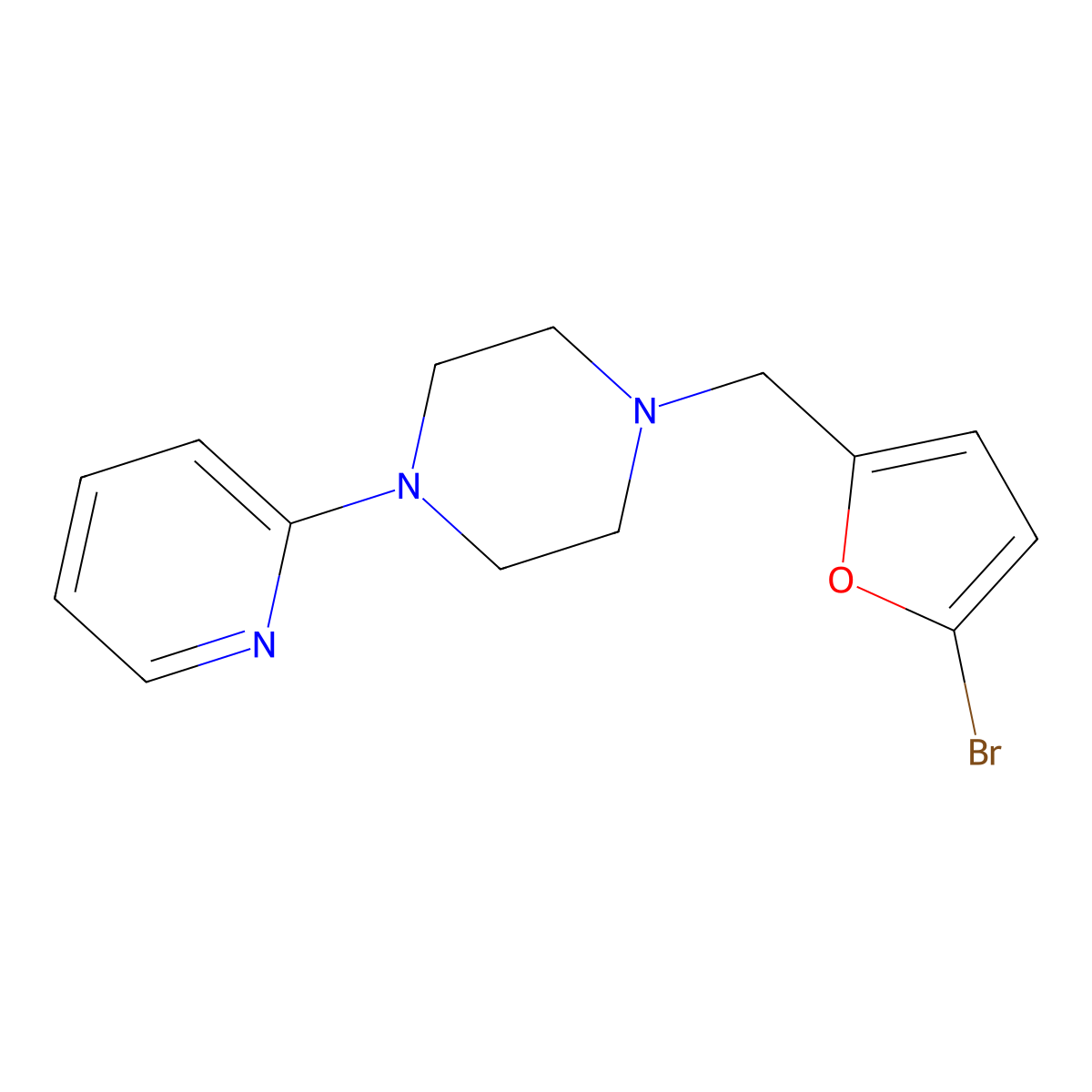 1-[(5-Bromofuran-2-yl)methyl]-4-pyridin-2-ylpiperazine molecular structure, CAS 376603-00-8
