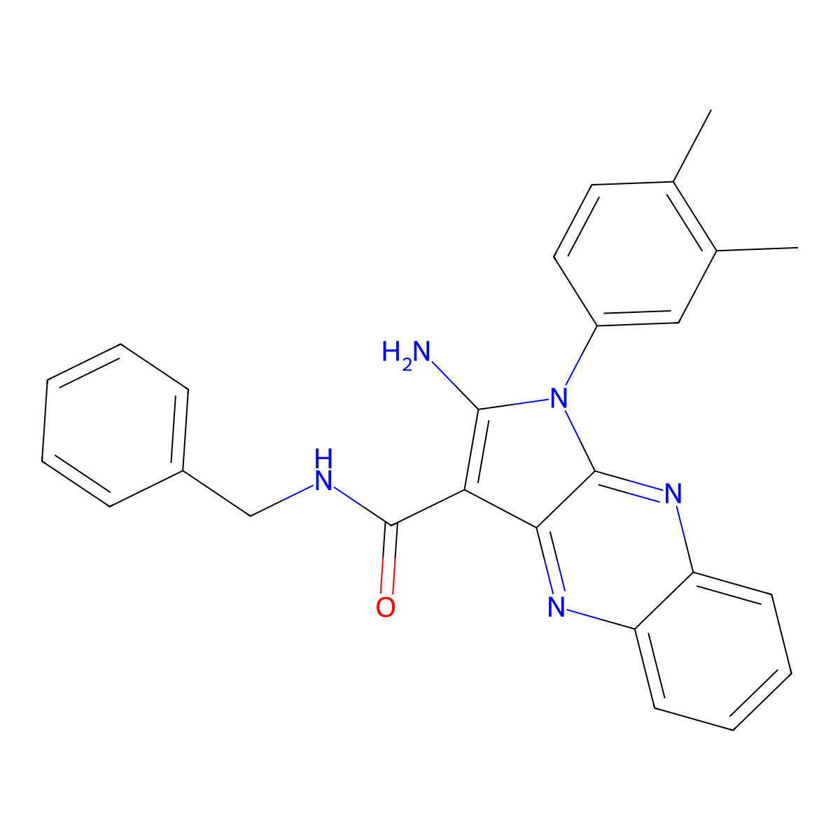 2-amino-N-benzyl-1-(3,4-dimethylphenyl)-1H-pyrrolo[2,3-b]quinoxaline-3-carboxamide molecular structure, CAS 376603-33-7