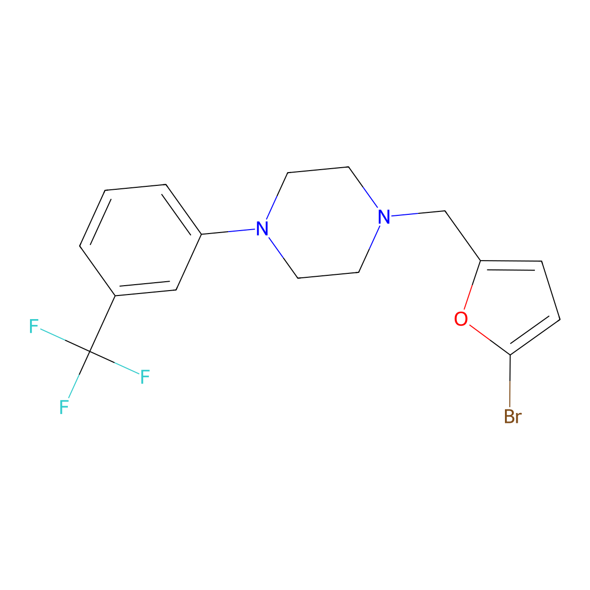 1-[(5-Bromofuran-2-yl)methyl]-4-[3-(trifluoromethyl)phenyl]piperazine molecular structure, CAS 376603-47-3