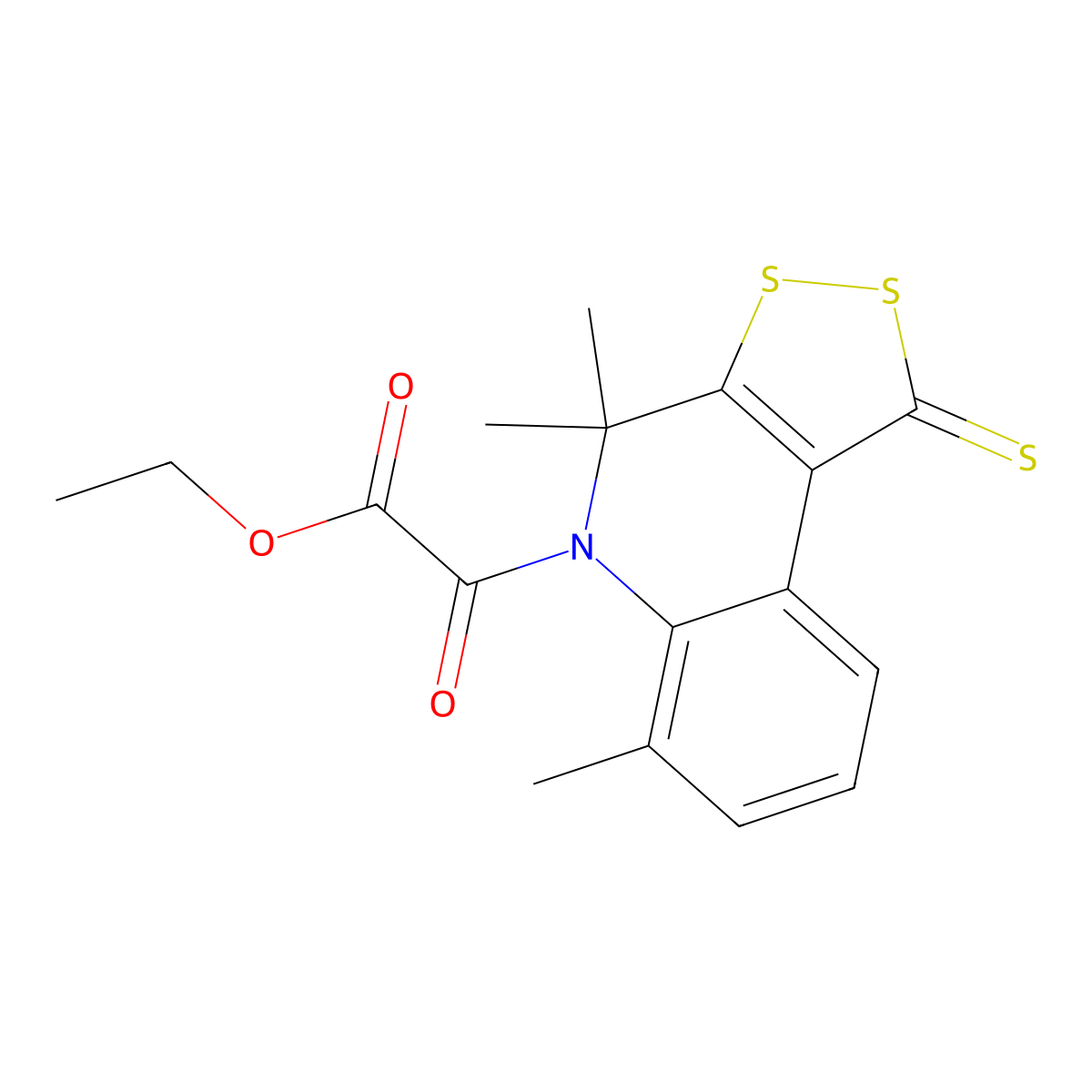 Ethyl 2-oxo-2-(4,4,6-trimethyl-1-sulfanylidenedithiolo[3,4-c]quinolin-5-yl)acetate molecular structure, CAS 376604-00-1