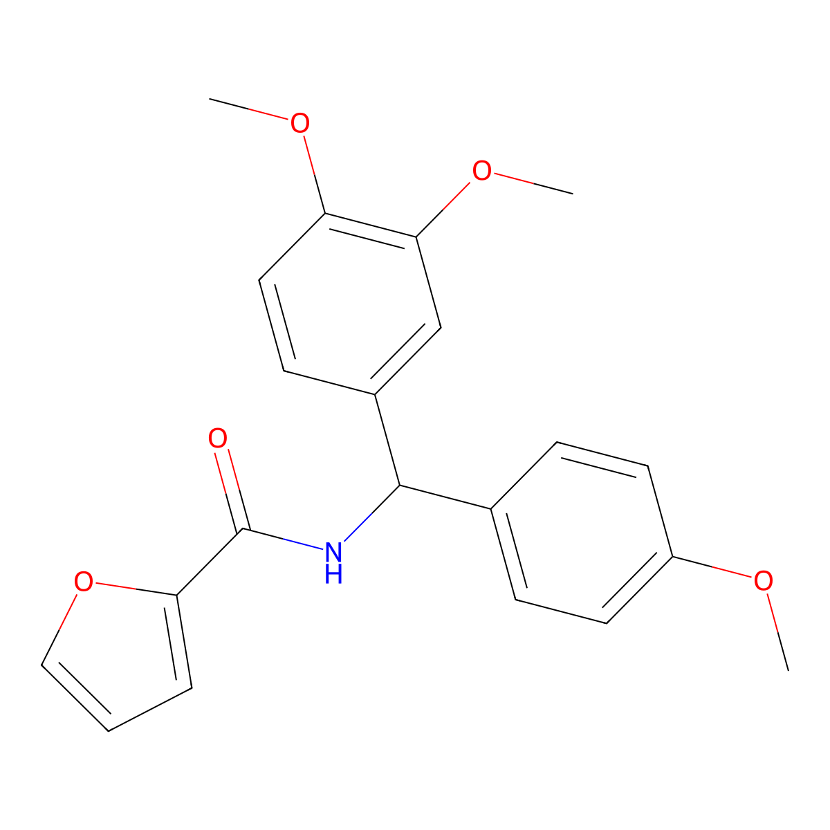 N-[(3,4-dimethoxyphenyl)-(4-methoxyphenyl)methyl]furan-2-carboxamide molecular structure, CAS 376604-03-4