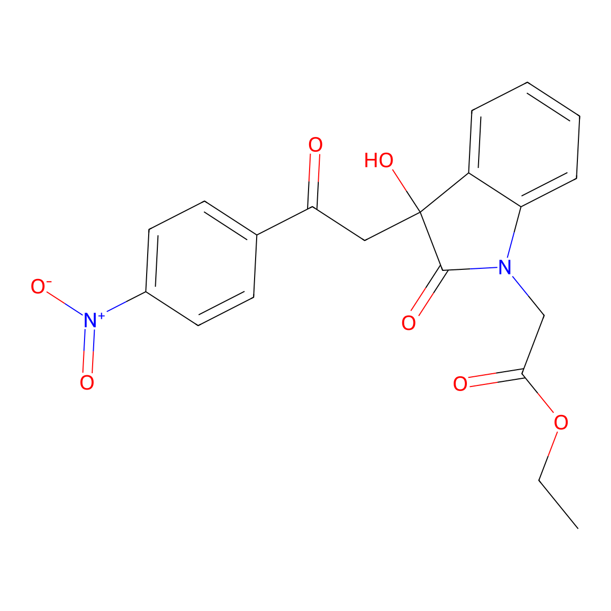 ethyl {3-hydroxy-3-[2-(4-nitrophenyl)-2-oxoethyl]-2-oxo-2,3-dihydro-1H-indol-1-yl}acetate molecular structure, CAS 376604-66-9