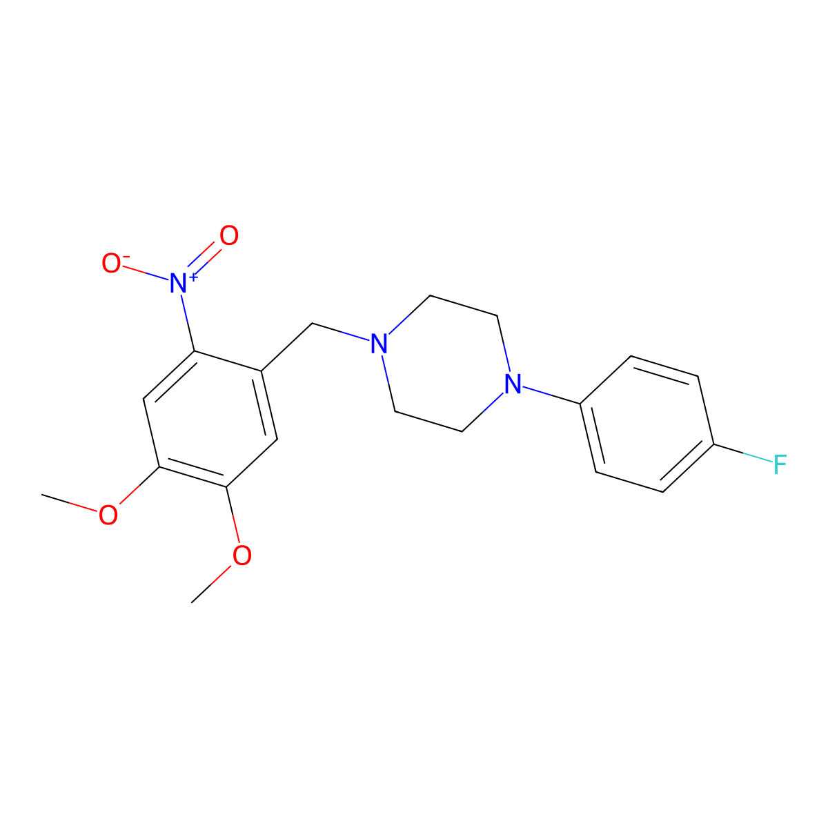 1-(4,5-Dimethoxy-2-nitrobenzyl)-4-(4-fluorophenyl)piperazine molecular structure, CAS 376604-94-3
