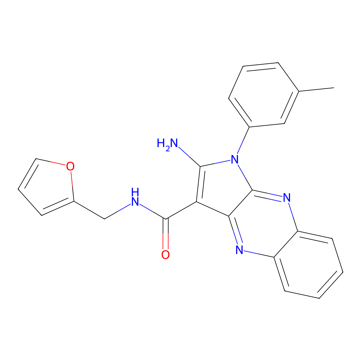 2-amino-N-(furan-2-ylmethyl)-1-(m-tolyl)-1H-pyrrolo[2,3-b]quinoxaline-3-carboxamide molecular structure, CAS 376605-39-9