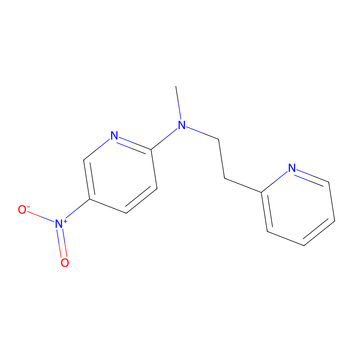 N-methyl-5-nitro-N-(2-pyridin-2-ylethyl)pyridin-2-amine molecular structure, CAS 376606-11-0