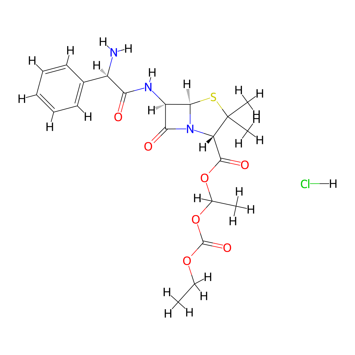 Bacampicillin Hydrochloride molecular structure, CAS 37661-08-8