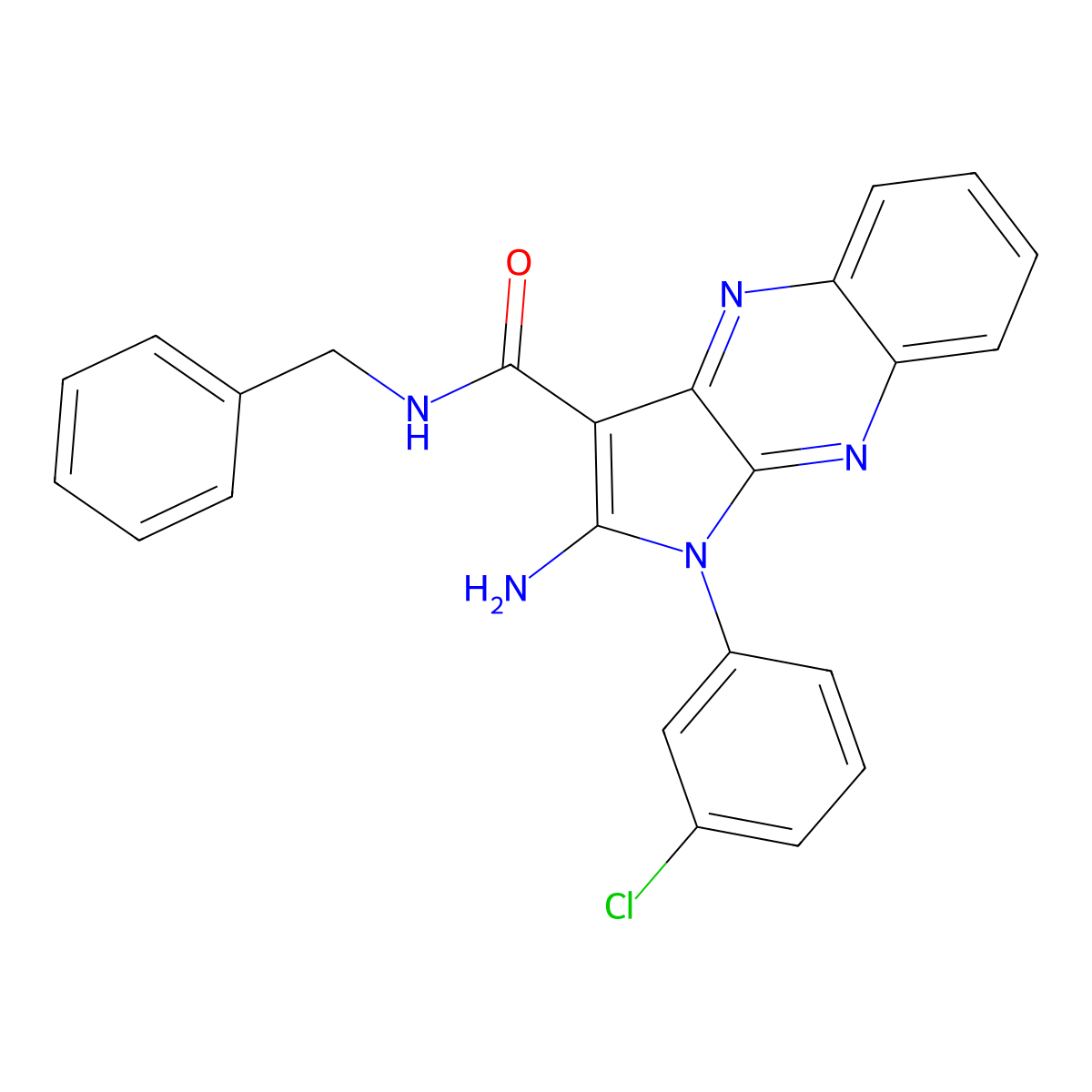 2-amino-N-benzyl-1-(3-chlorophenyl)-1H-pyrrolo[2,3-b]quinoxaline-3-carboxamide molecular structure, CAS 376610-16-1