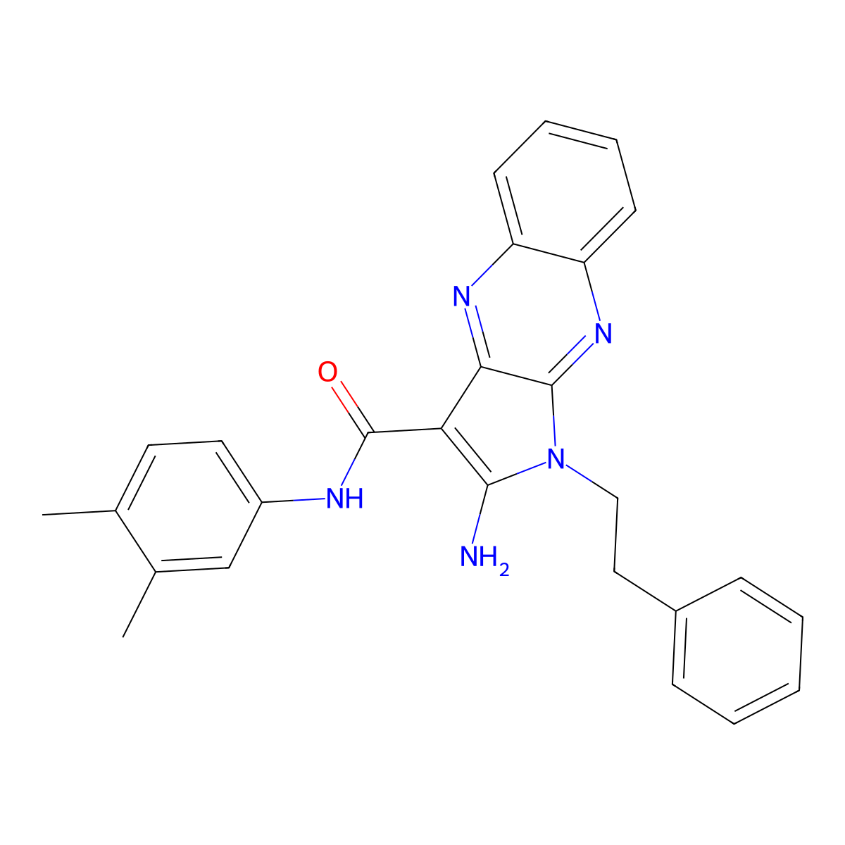 2-amino-N-(3,4-dimethylphenyl)-1-(2-phenylethyl)-1H-pyrrolo[2,3-b]quinoxaline-3-carboxamide molecular structure, CAS 376610-28-5