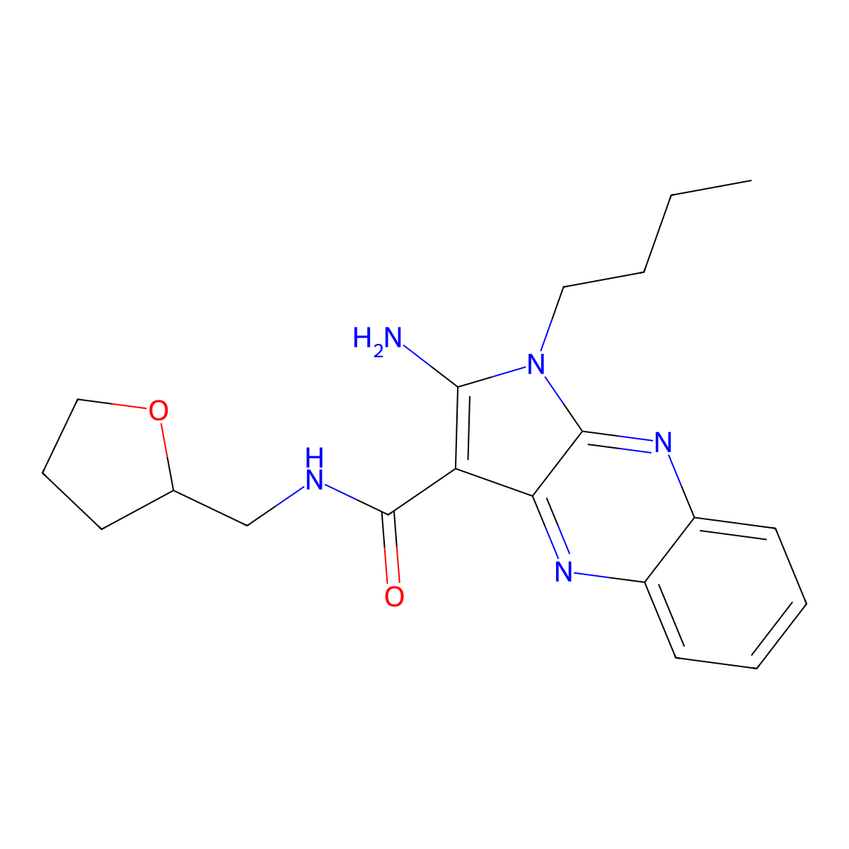 2-amino-1-butyl-N-(tetrahydrofuran-2-ylmethyl)-1H-pyrrolo[2,3-b]quinoxaline-3-carboxamide molecular structure, CAS 376610-47-8