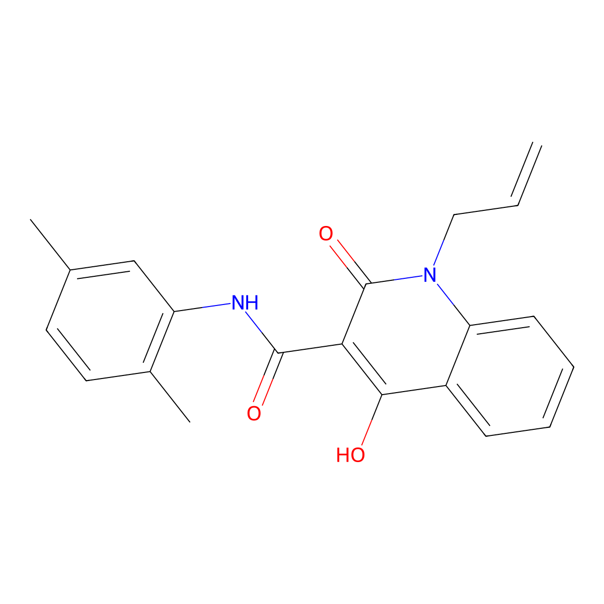 1-allyl-N-(2,5-dimethylphenyl)-4-hydroxy-2-oxo-1,2-dihydroquinoline-3-carboxamide molecular structure, CAS 376610-87-6