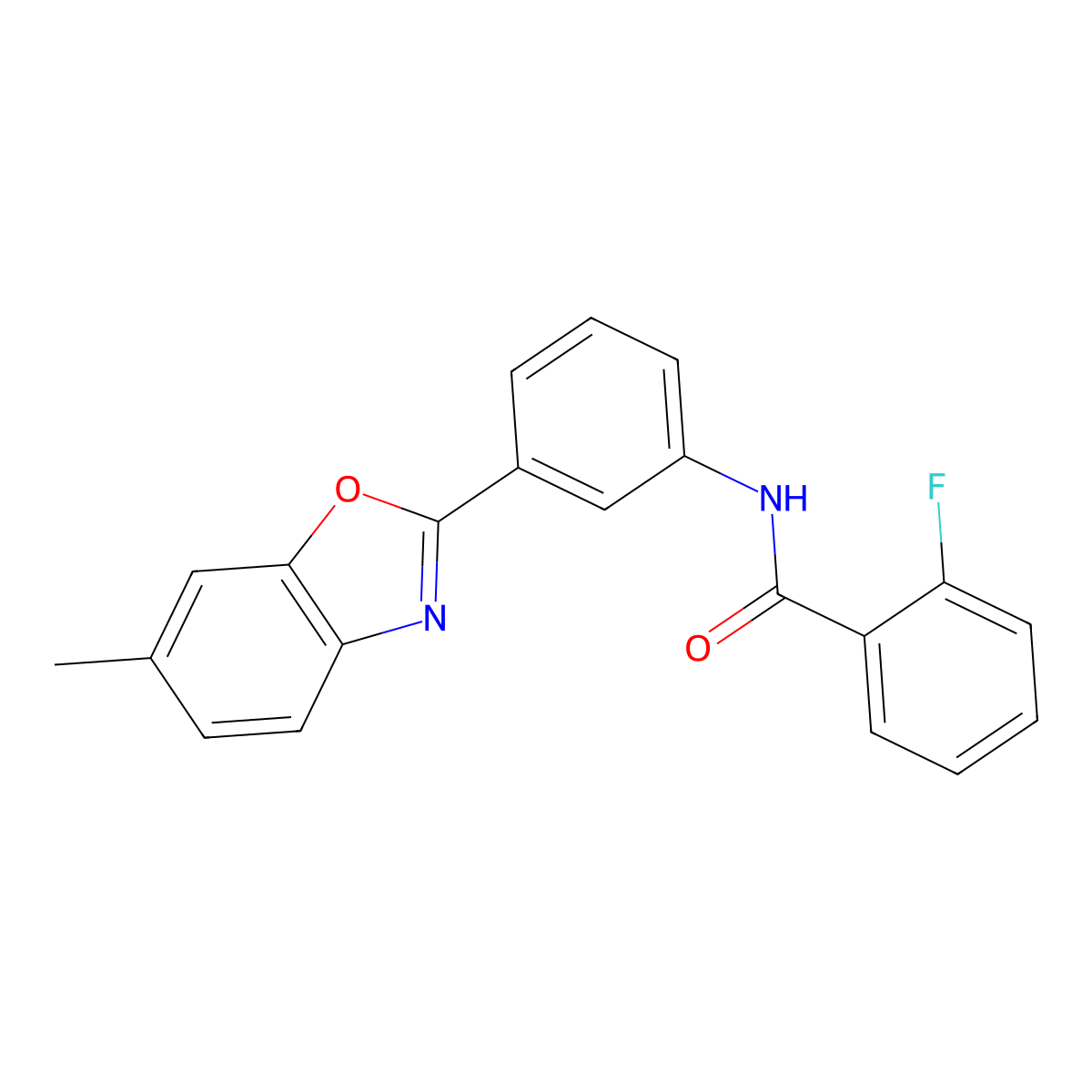 2-fluoro-N-[3-(6-methyl-1,3-benzoxazol-2-yl)phenyl]benzamide molecular structure, CAS 376611-12-0