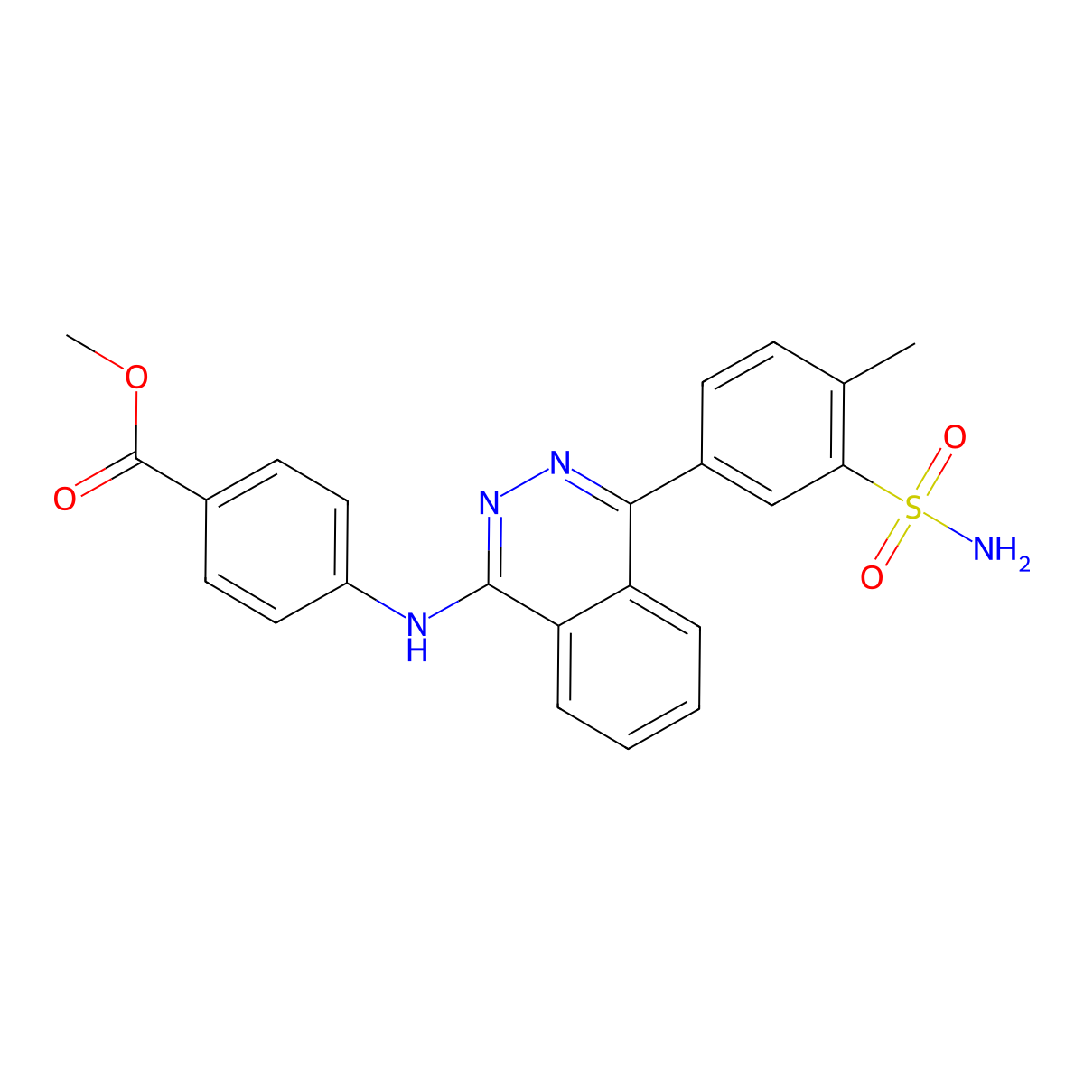 Methyl 4-{[4-(4-methyl-3-sulfamoylphenyl)phthalazin-1-yl]amino}benzoate molecular structure, CAS 376611-32-4