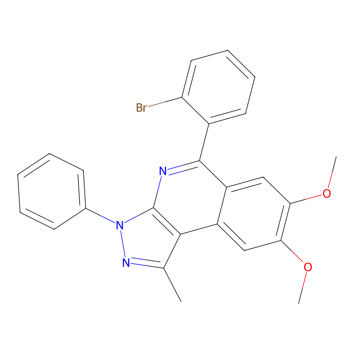 5-(2-bromophenyl)-7,8-dimethoxy-1-methyl-3-phenyl-3H-pyrazolo[3,4-c]isoquinoline molecular structure, CAS 376611-37-9