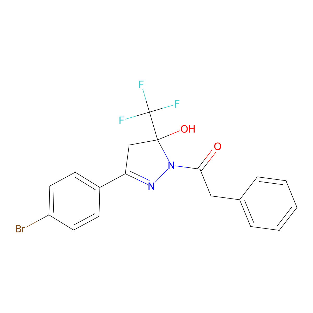 1-[3-(4-bromophenyl)-5-hydroxy-5-(trifluoromethyl)-4H-pyrazol-1-yl]-2-phenylethanone molecular structure, CAS 376611-69-7