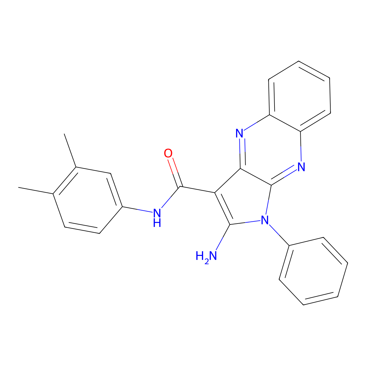 2-amino-N-(3,4-dimethylphenyl)-1-phenyl-1H-pyrrolo[2,3-b]quinoxaline-3-carboxamide molecular structure, CAS 376611-79-9