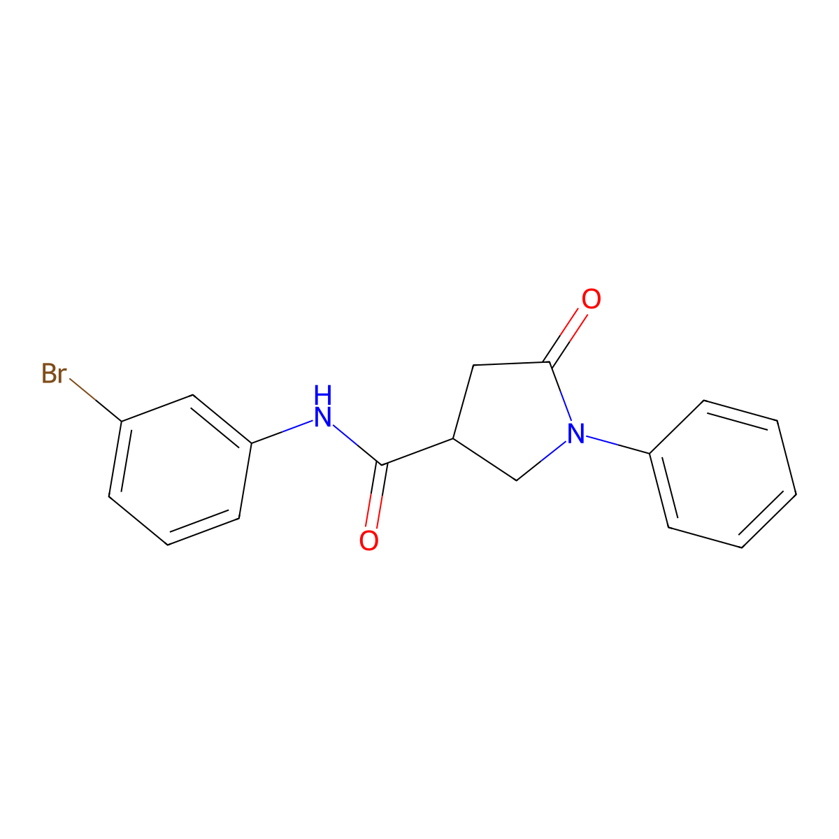N-(3-bromophenyl)-5-oxo-1-phenylpyrrolidine-3-carboxamide molecular structure, CAS 376612-35-0