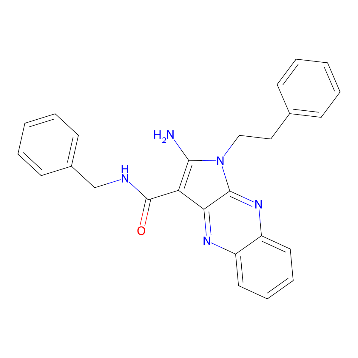 2-amino-N-benzyl-1-(2-phenylethyl)-1H-pyrrolo[2,3-b]quinoxaline-3-carboxamide molecular structure, CAS 376612-48-5