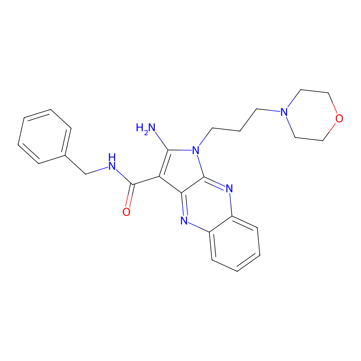 2-amino-N-benzyl-1-[3-(morpholin-4-yl)propyl]-1H-pyrrolo[2,3-b]quinoxaline-3-carboxamide molecular structure, CAS 376612-51-0
