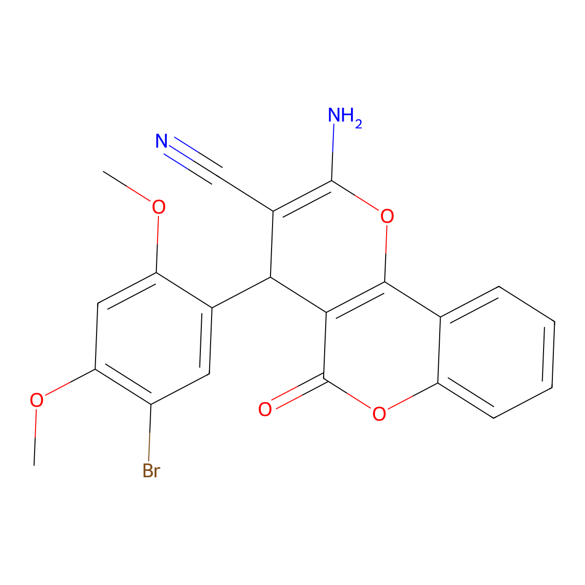 2-amino-4-(5-bromo-2,4-dimethoxyphenyl)-5-oxo-4H-pyrano[3,2-c]chromene-3-carbonitrile molecular structure, CAS 376613-17-1