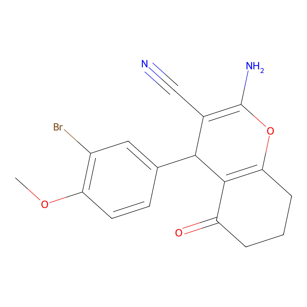2-amino-4-(3-bromo-4-methoxyphenyl)-5-oxo-5,6,7,8-tetrahydro-4H-chromene-3-carbonitrile molecular structure, CAS 376613-50-2