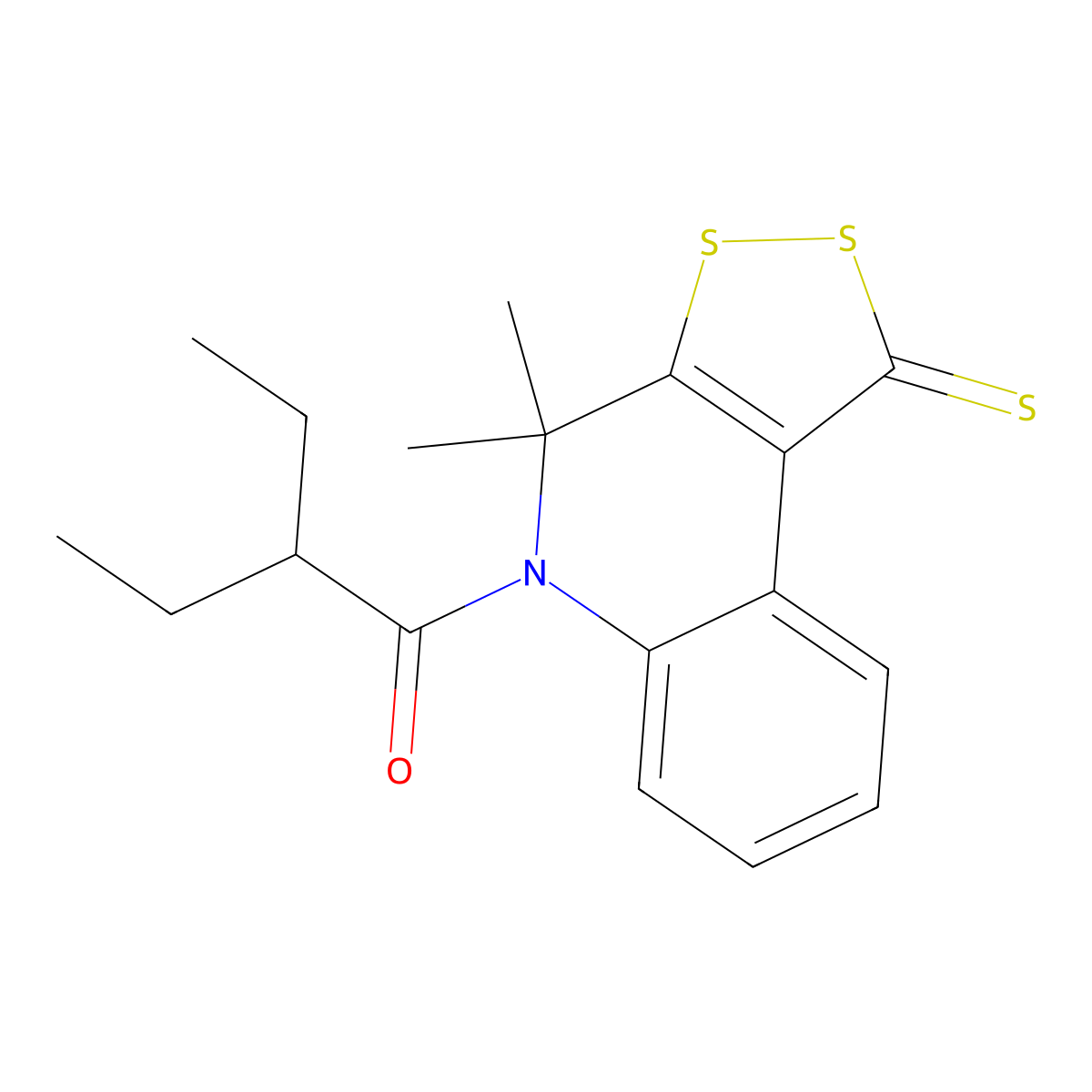 5-(2-ethylbutanoyl)-4,4-dimethyl-4,5-dihydro-1H-[1,2]dithiolo[3,4-c]quinoline-1-thione molecular structure, CAS 376613-59-1
