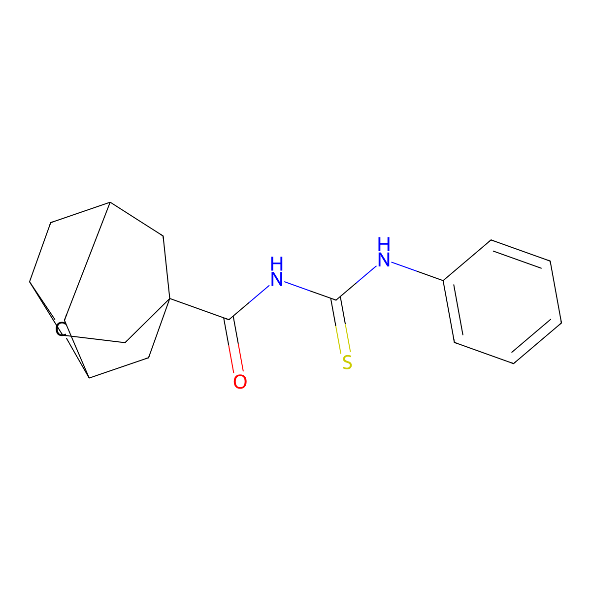 1-Phenyl-3-{tricyclo[4.3.1.1^{3,8}]undecane-3-carbonyl}thiourea molecular structure, CAS 376613-72-8