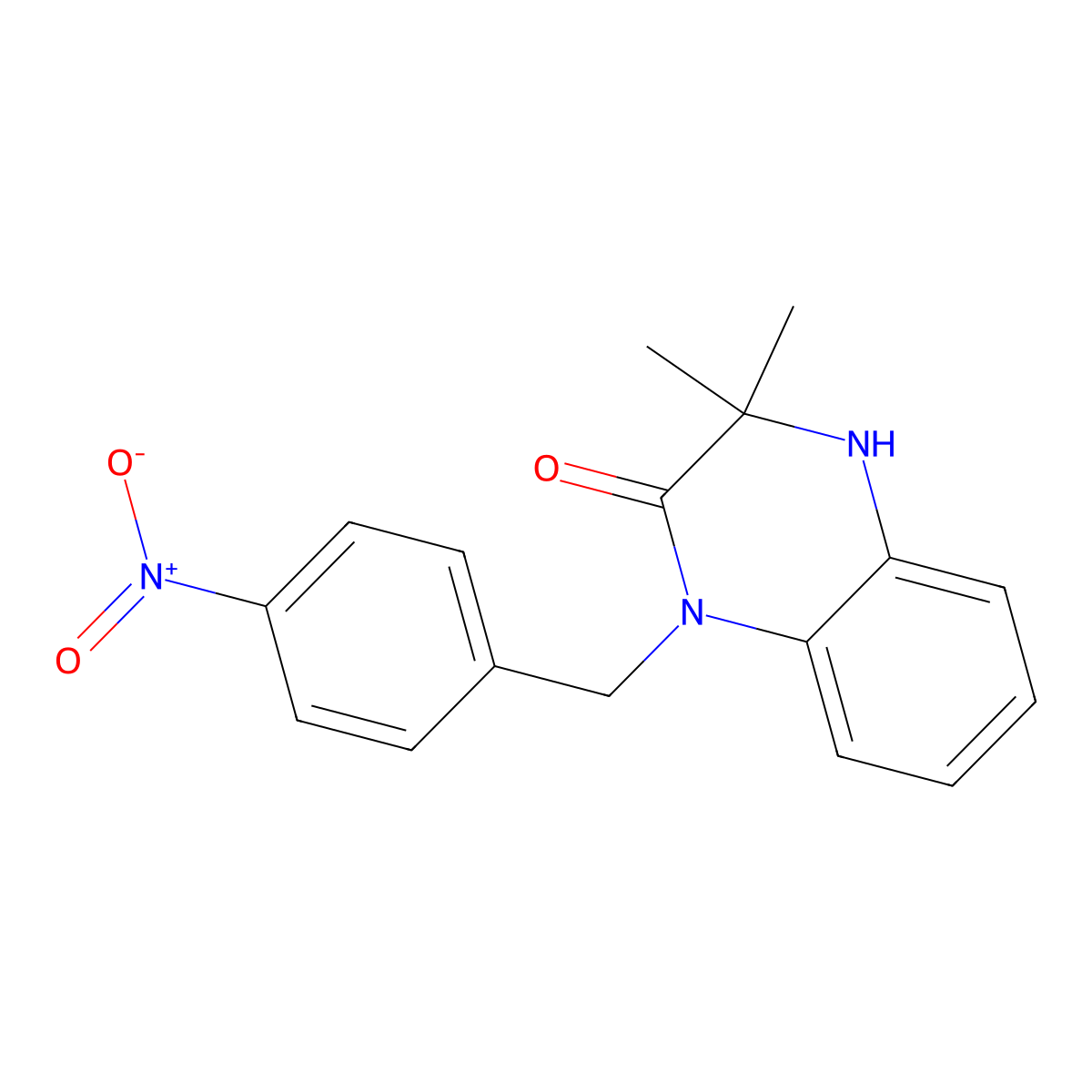 3,3-dimethyl-1-[(4-nitrophenyl)methyl]-4H-quinoxalin-2-one molecular structure, CAS 376613-73-9