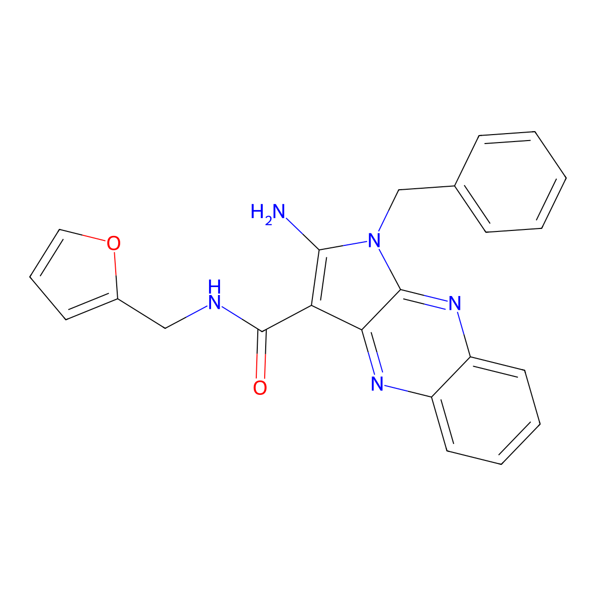 2-amino-1-benzyl-N-(furan-2-ylmethyl)-1H-pyrrolo[2,3-b]quinoxaline-3-carboxamide molecular structure, CAS 376614-34-5