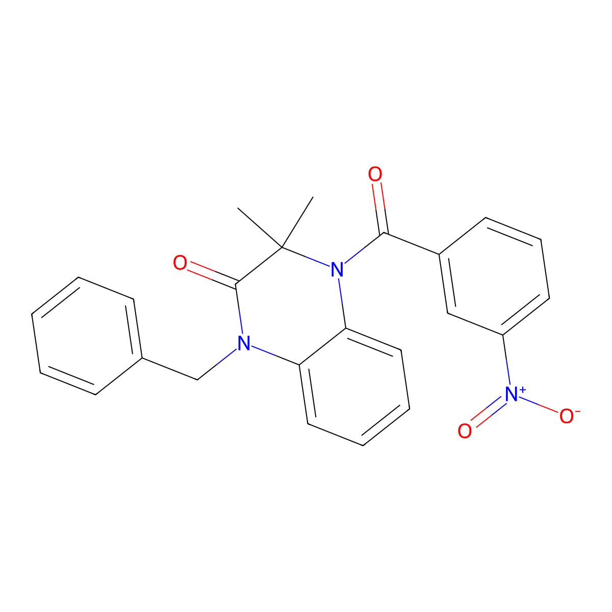 1-Benzyl-3,3-dimethyl-4-(3-nitrobenzoyl)quinoxalin-2-one molecular structure, CAS 376614-71-0