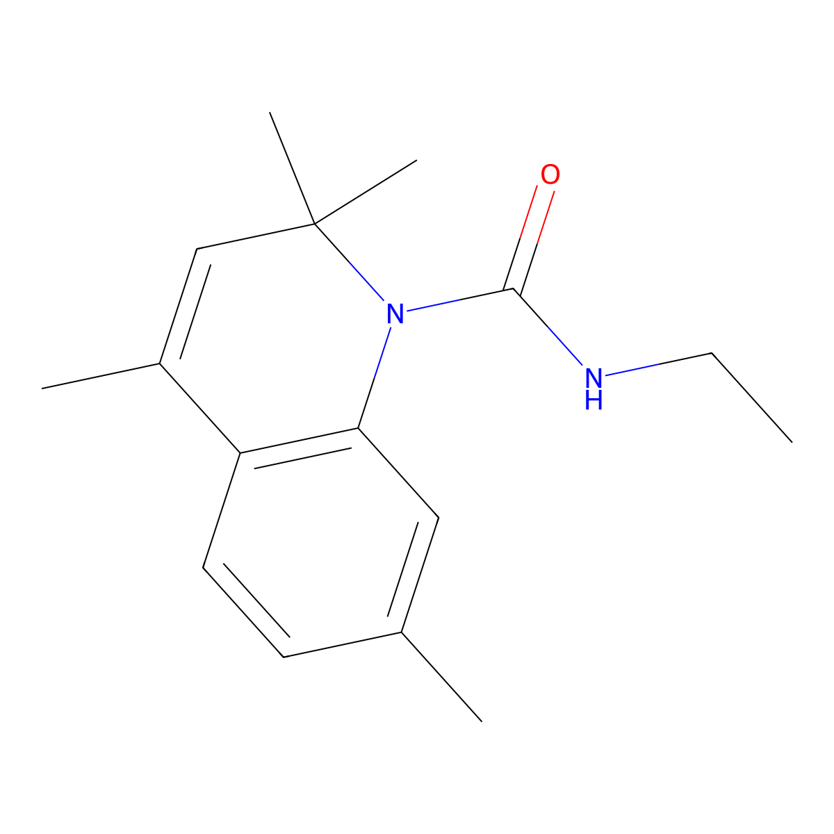 N-ethyl-2,2,4,7-tetramethylquinoline-1-carboxamide molecular structure, CAS 376615-02-0