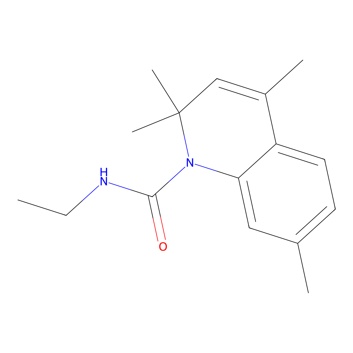 N-ethyl-2,2,4,7-tetramethylquinoline-1-carboxamide molecular structure, CAS 376615-02-0
