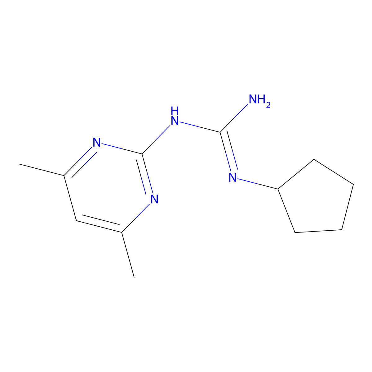 N-cyclopentyl-N'-(4,6-dimethylpyrimidin-2-yl)guanidine molecular structure, CAS 376615-19-9