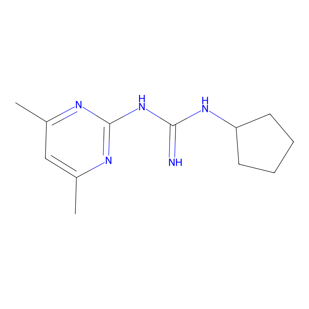 N-cyclopentyl-N'-(4,6-dimethylpyrimidin-2-yl)guanidine molecular structure, CAS 376615-19-9