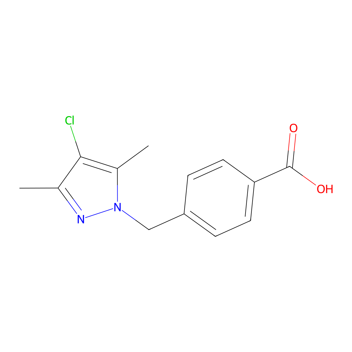 4-((4-chloro-3,5-dimethyl-1H-pyrazol-1-yl)methyl)benzoic acid molecular structure, CAS 376615-30-4