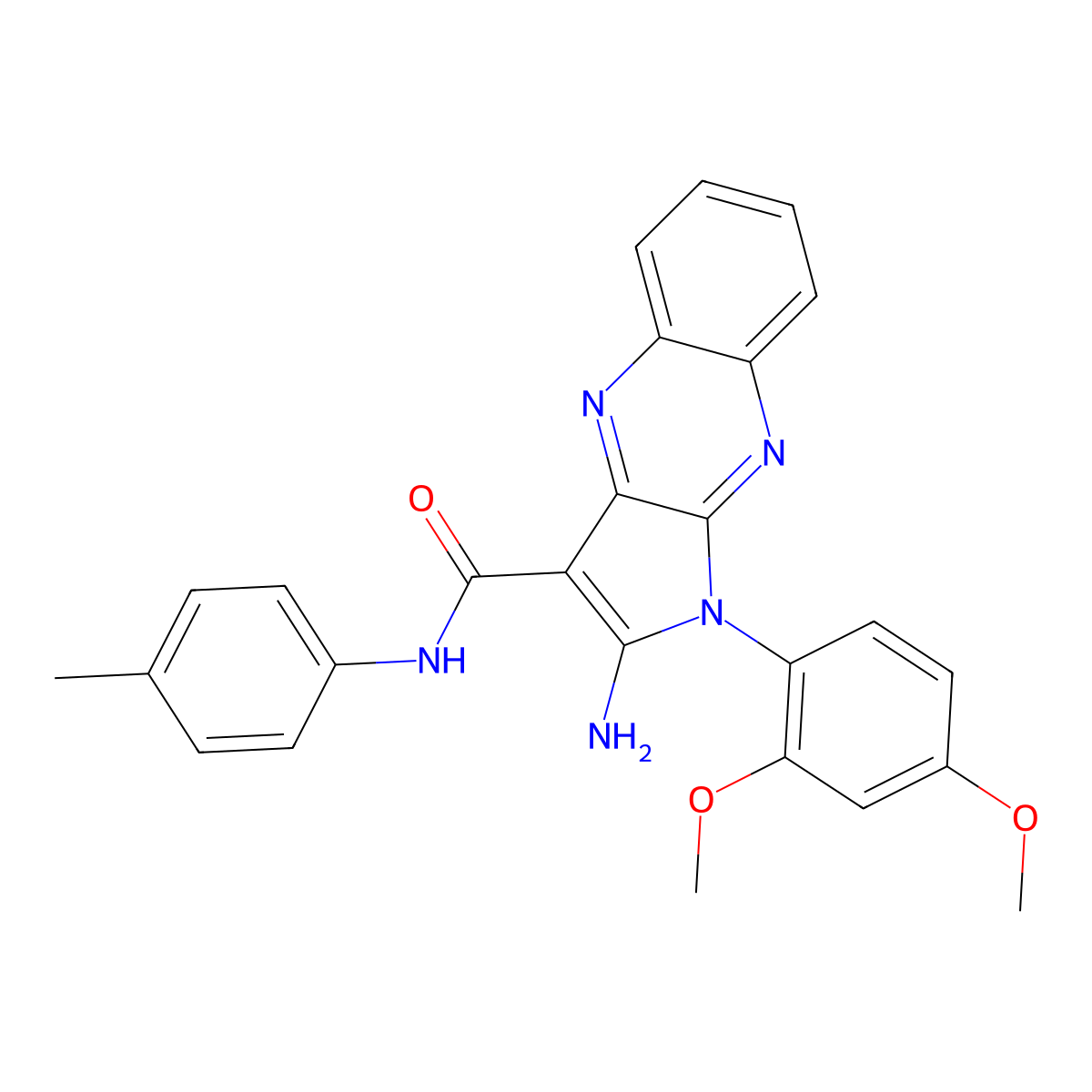 2-amino-1-(2,4-dimethoxyphenyl)-N-(4-methylphenyl)pyrrolo[3,2-b]quinoxaline-3-carboxamide molecular structure, CAS 376615-56-4