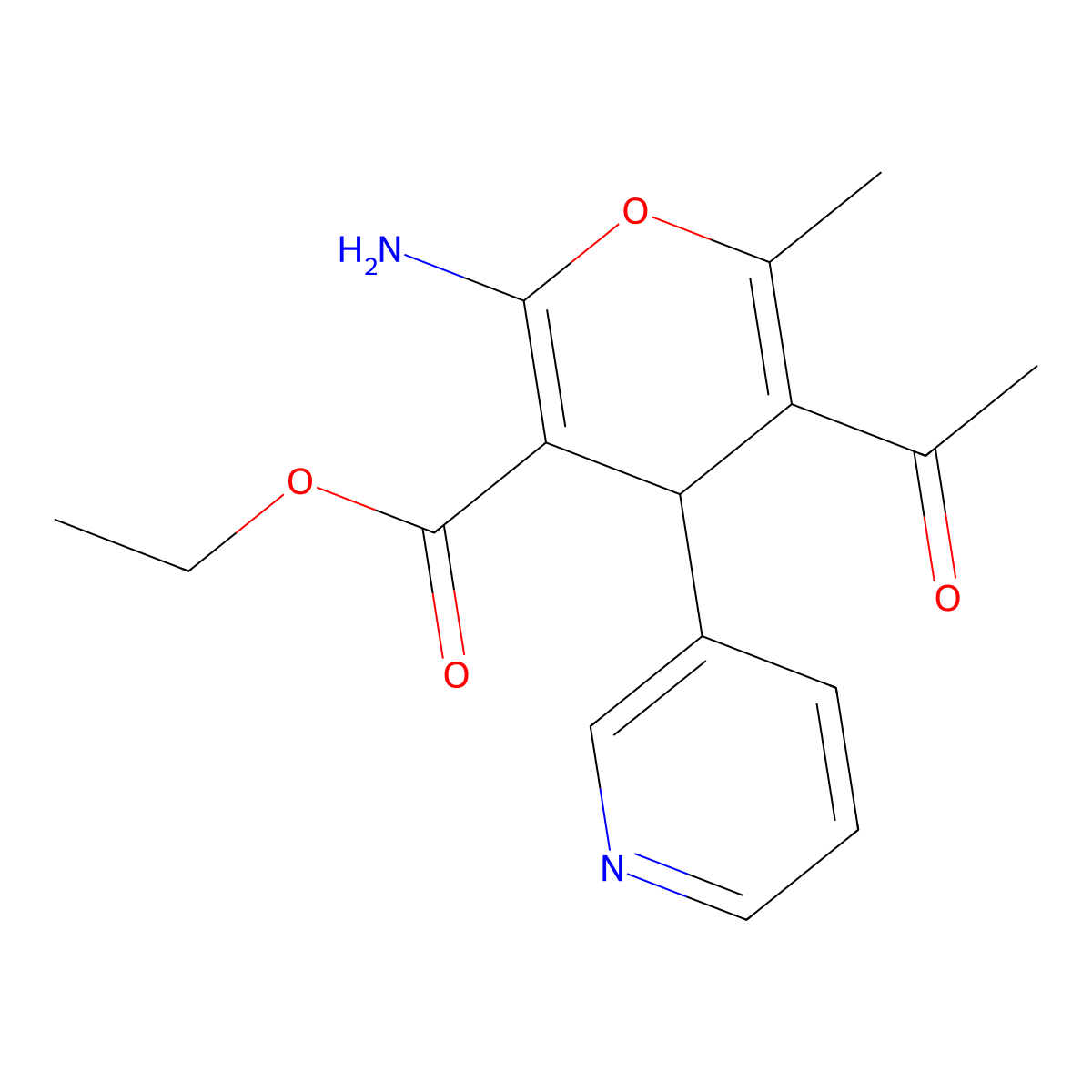 ethyl 5-acetyl-2-amino-6-methyl-4-(pyridin-3-yl)-4H-pyran-3-carboxylate molecular structure, CAS 376615-77-9