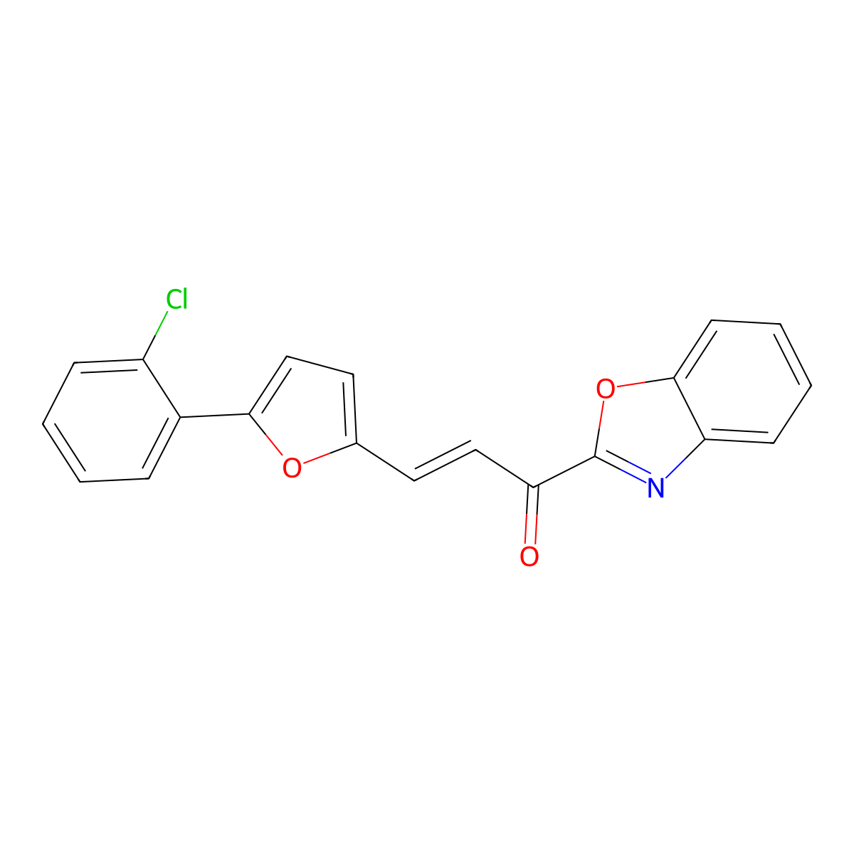 1-(1,3-Benzoxazol-2-yl)-3-[5-(2-chlorophenyl)furan-2-yl]prop-2-en-1-one molecular structure, CAS 376616-74-9