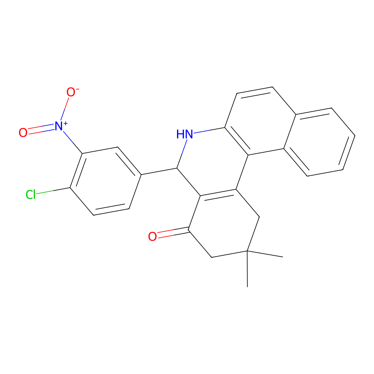 5-(4-chloro-3-nitrophenyl)-2,2-dimethyl-2,3,5,6-tetrahydrobenzo[a]phenanthridin-4(1H)-one molecular structure, CAS 376617-30-0