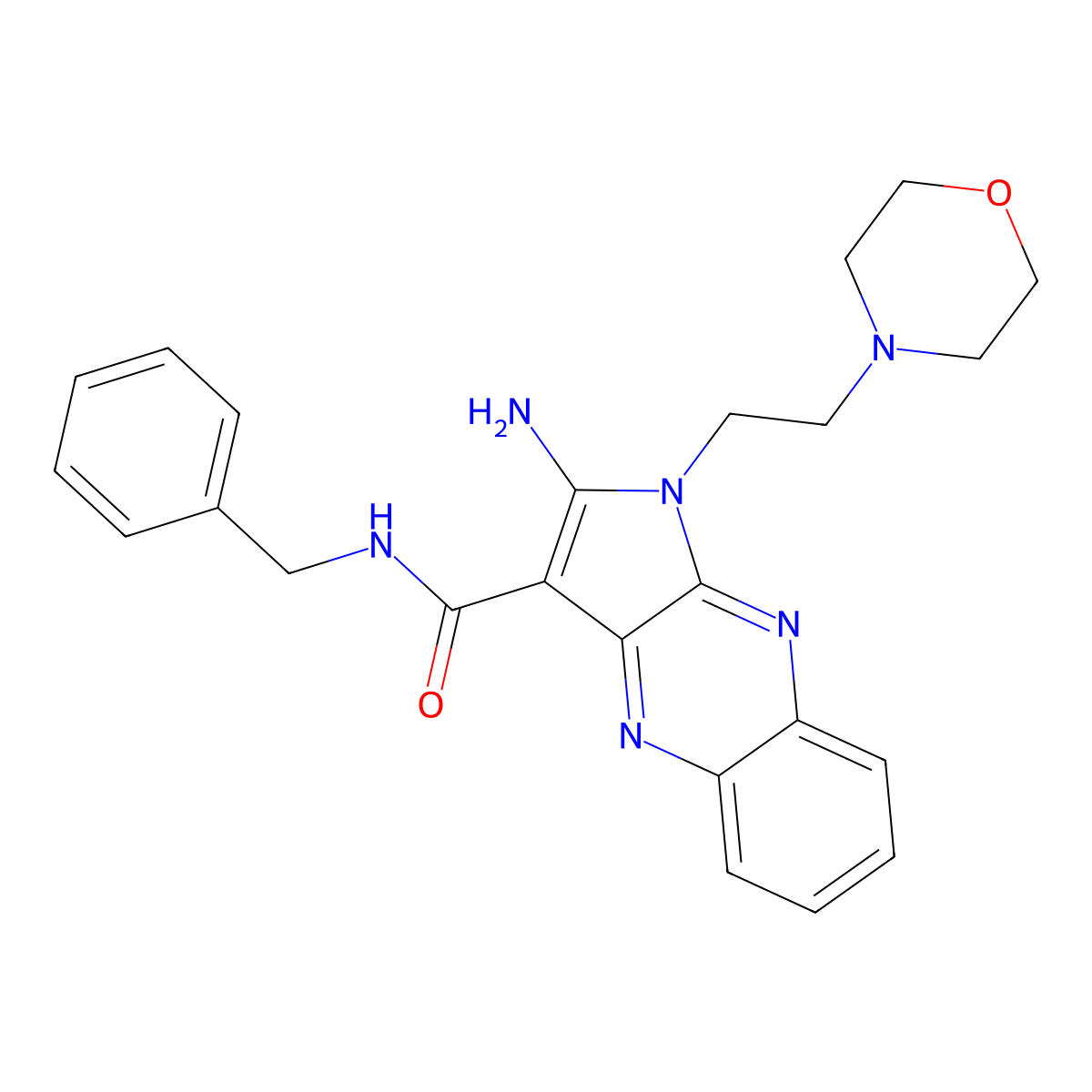 2-amino-N-benzyl-1-[2-(morpholin-4-yl)ethyl]-1H-pyrrolo[2,3-b]quinoxaline-3-carboxamide molecular structure, CAS 376617-43-5