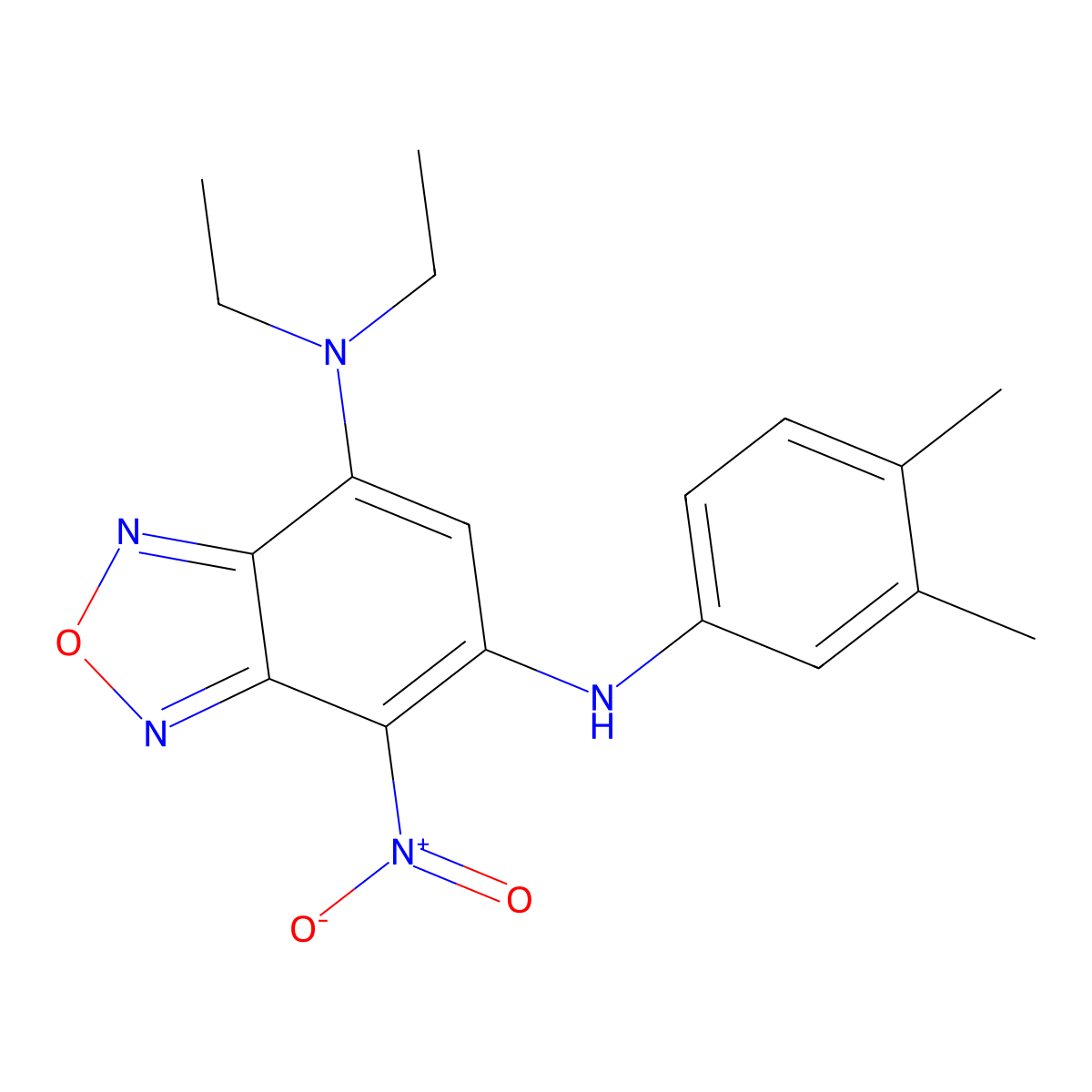 5-N-(3,4-dimethylphenyl)-7-N,7-N-diethyl-4-nitro-2,1,3-benzoxadiazole-5,7-diamine molecular structure, CAS 376617-53-7